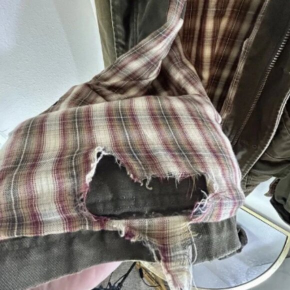 00s American Eagle Flannel Lined Faded Barn Coat - Size Small - Faded - Picture 9 of 11